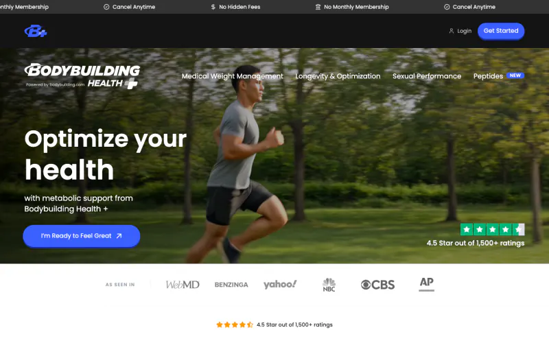 Bodybuilding.com Health+ homepage