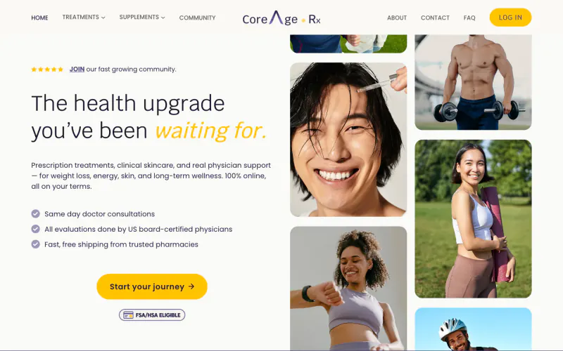 CoreAge Rx homepage