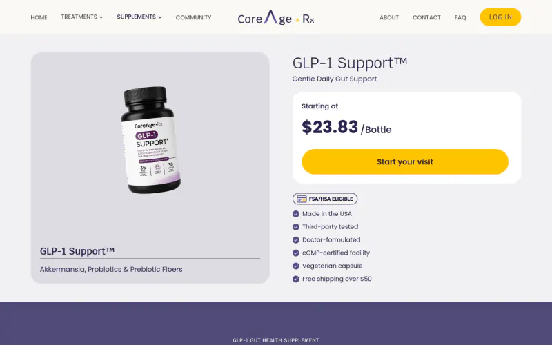 CoreAge Rx website screenshot