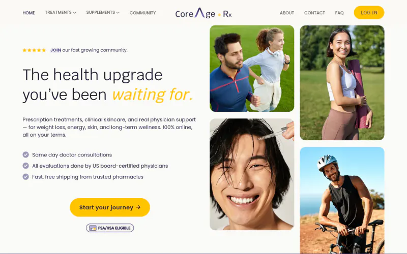 CoreAge Rx website screenshot