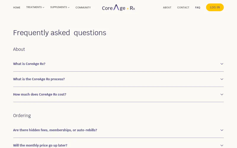 CoreAge Rx website screenshot