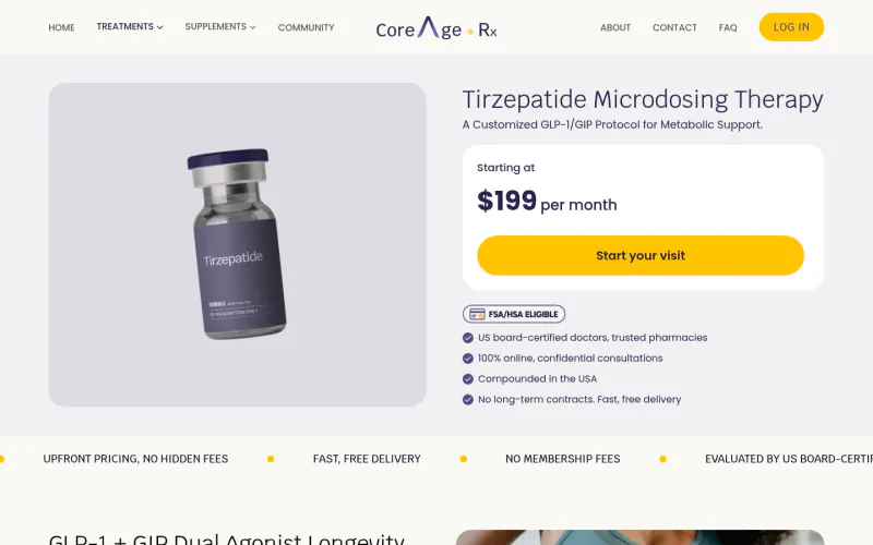 CoreAge Rx website screenshot