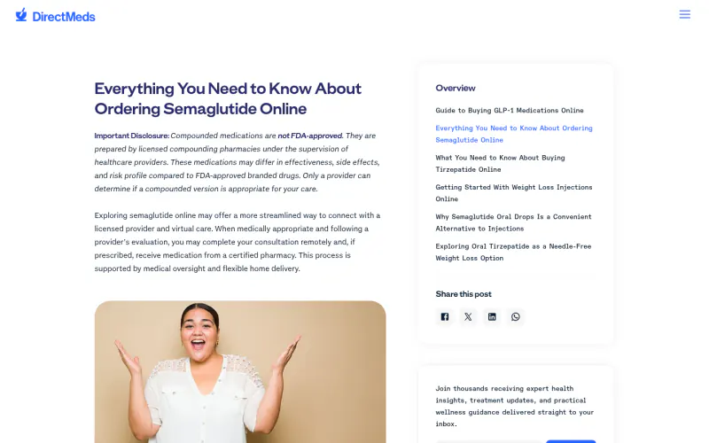 Direct Meds GLP-1 website screenshot