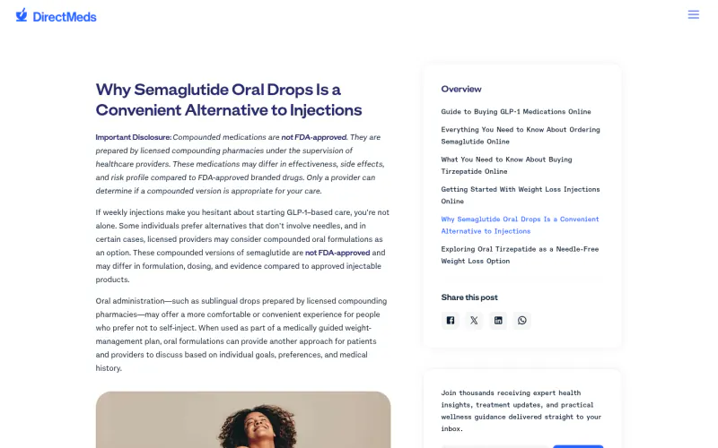 Direct Meds GLP-1 website screenshot