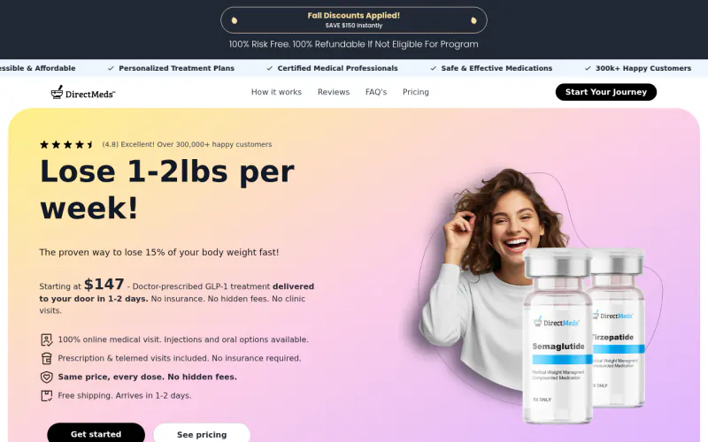 Direct Meds GLP-1 website screenshot