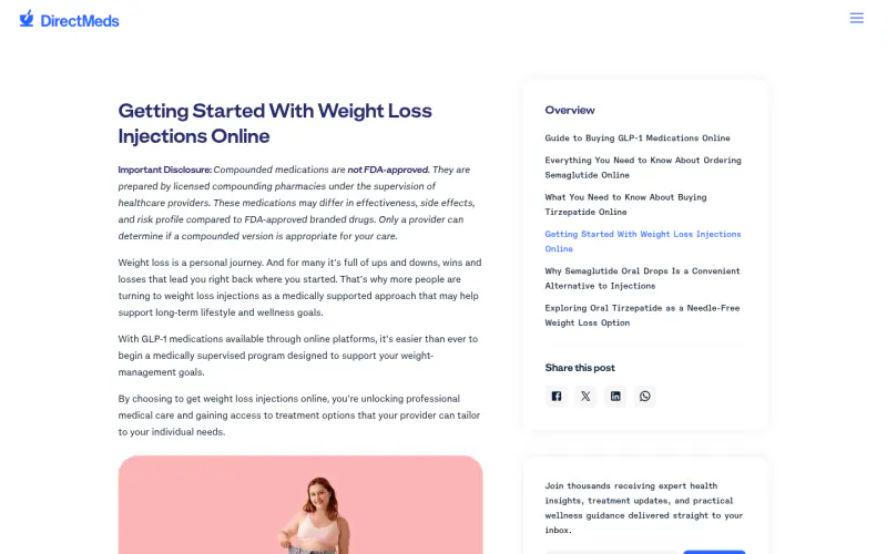 Direct Meds GLP-1 website screenshot