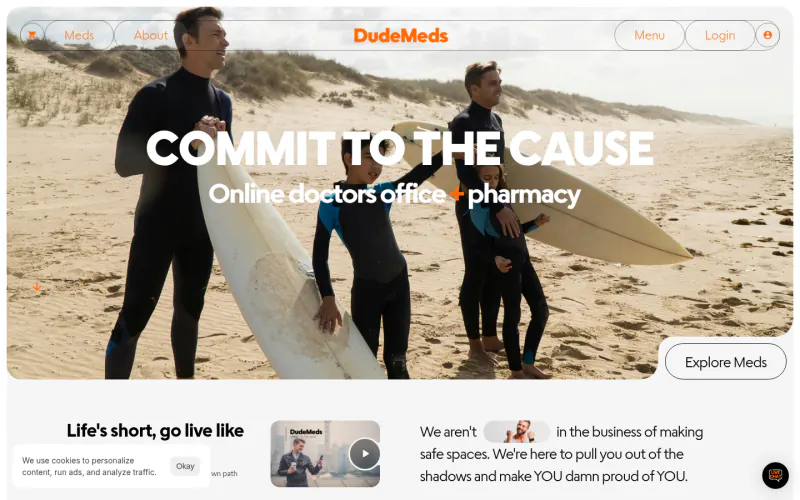 DudeMeds home page screenshot