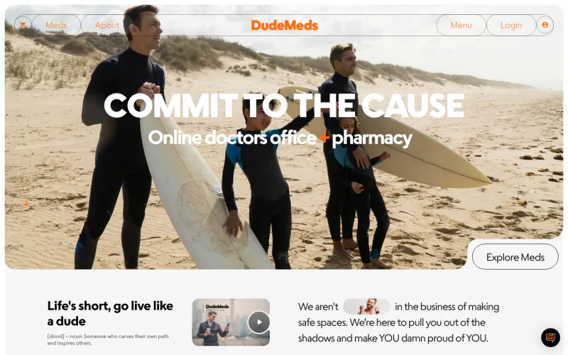 DudeMeds homepage