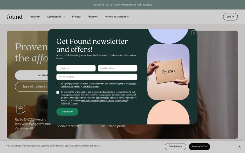 Found home page screenshot