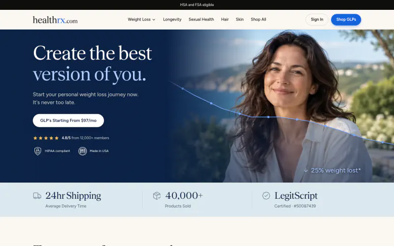 HealthRX home page screenshot