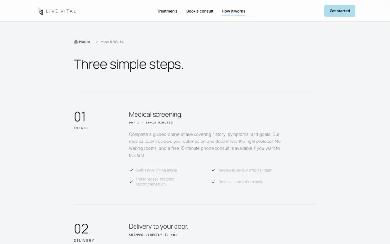 Live Vital how-it-works page screenshot