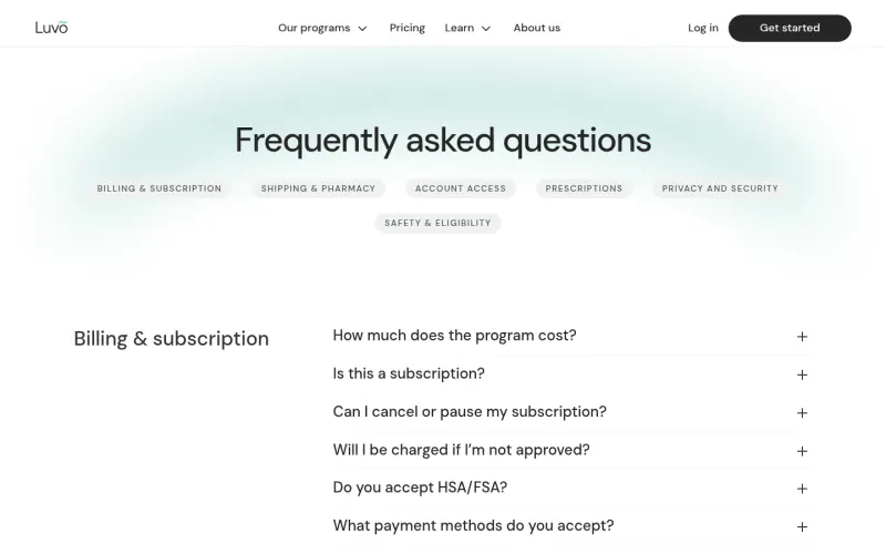 Luvo Health website screenshot
