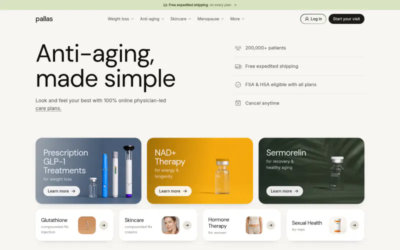Pallas Health homepage