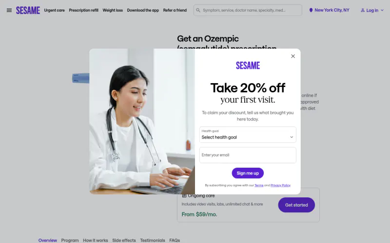 Sesame Care website screenshot