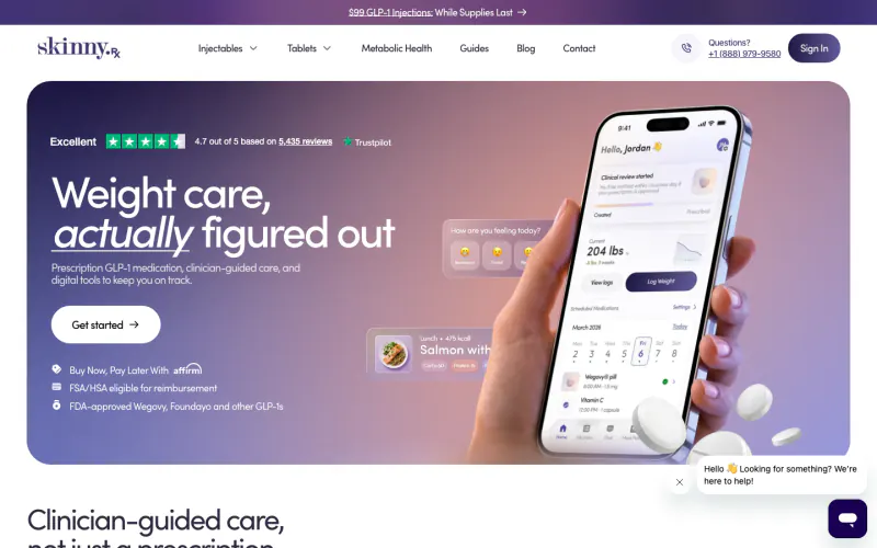 SkinnyRx homepage