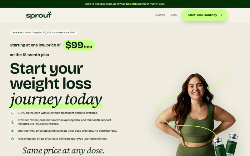 Sprout Health home page screenshot